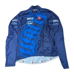 Castelli Women's XL Cycling Full Zip Long Sleeve Jersey Blue Back Pockets